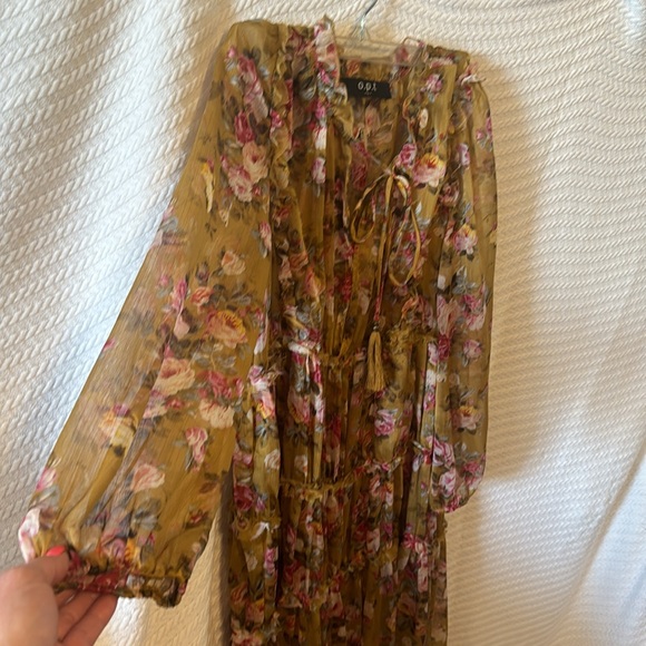Opt brand size L women dress beautiful flower print with silky slip underneath - Picture 5 of 10